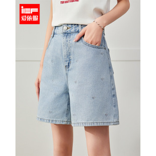韩系甜美减龄少女风宽松百搭牛仔五分裤 新款 爱依服2026夏季 IEF