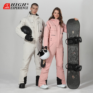 男女滑雪衣裤 新品 单板连体滑雪服专业防水夹棉情侣工装 滑雪服套装