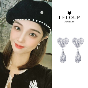 LeLoup 心动轨迹爱心耳坠重工金属感ins简约灵动耳环女小众设计
