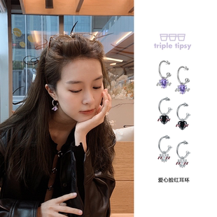 triple tipsy三倍微醺  爱心脸红耳环原创小众甜美时尚耳钉女