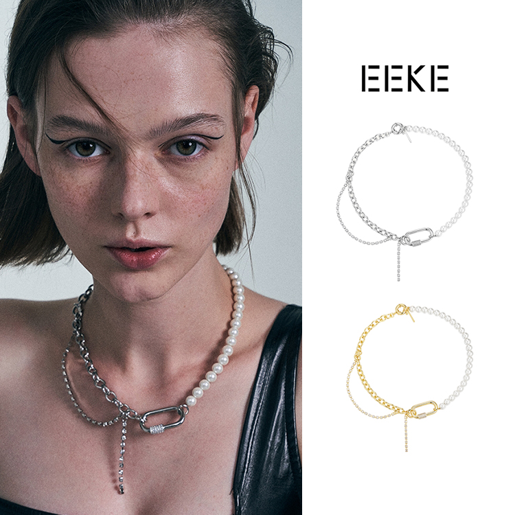 Flapper小众不对称珍珠锁骨链