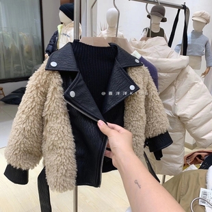 男童羊羔毛外套2020冬皮毛一体拼接皮衣外套洋气加厚中大童潮童装