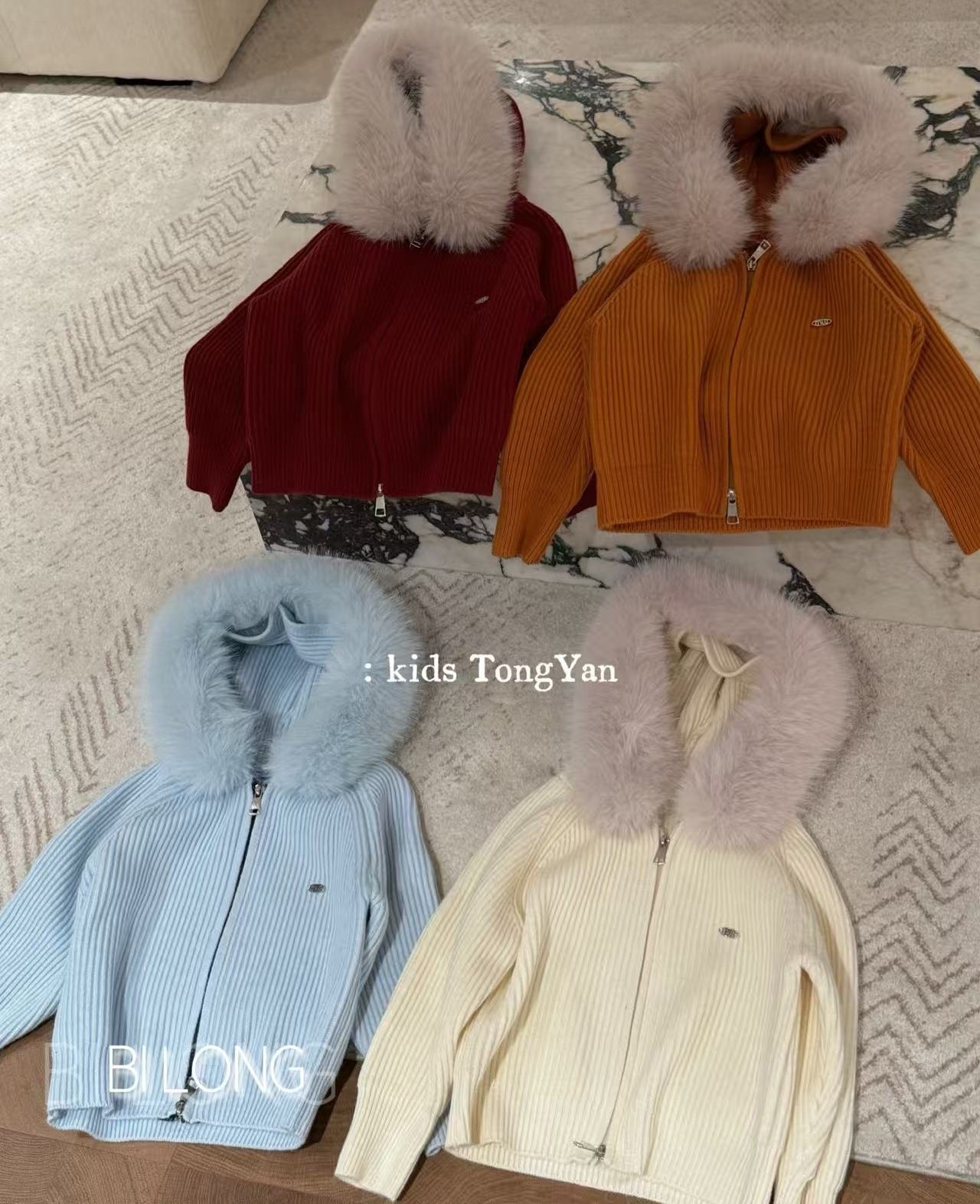 韩国品牌童装童颜25冬款新女童洋气百搭年款连帽毛衣外套针织开衫