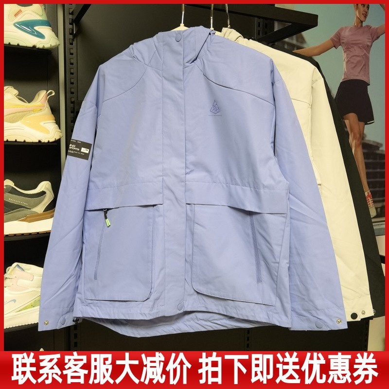 贵人鸟正品女装2022秋季新款运动休闲风衣拉链带帽女外套B423J68