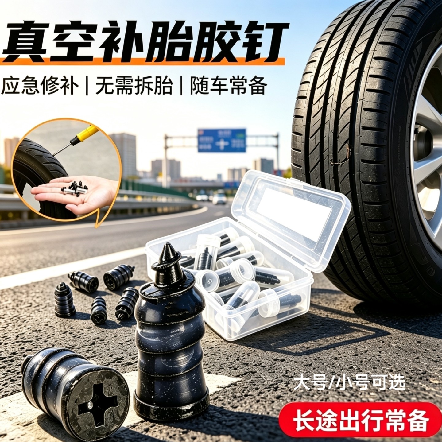 真空胎补胎胶钉电瓶车应急修补件