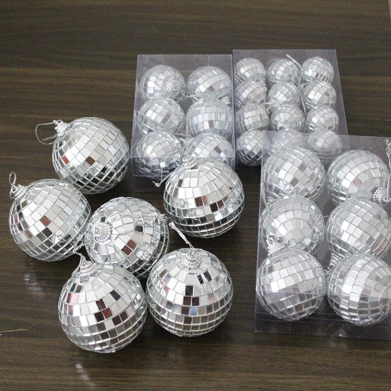ins镜面银色圣诞球波波球3-6cm圣诞树配件吊饰圣诞节装饰品婚庆