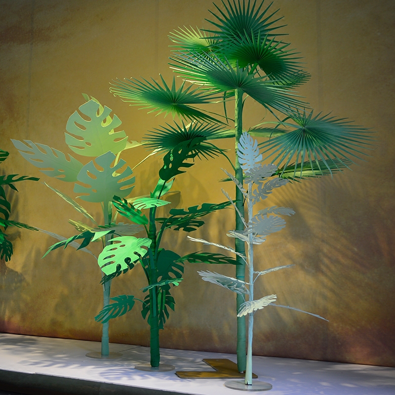 仿真纸艺热带芭蕉扇棕榈树橱窗店铺装饰摆件展柜商场酒店装饰美陈