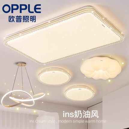 欧普LED吸顶灯主卧室灯现代简约客厅灯圆形书房阳台过道全屋灯具
