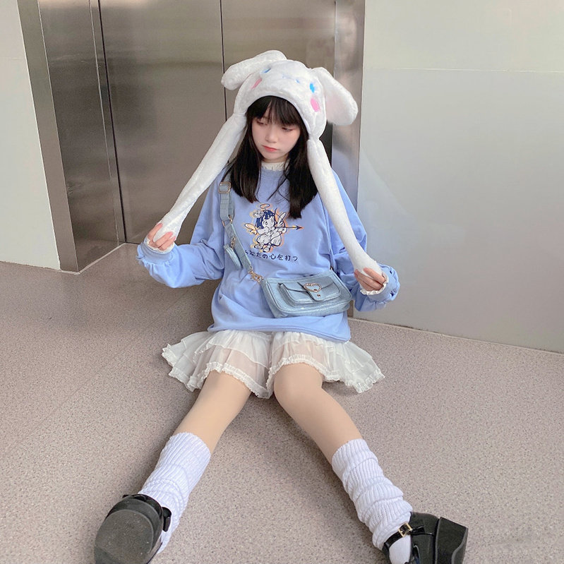 新款日系双面毛绒绒帽子玉桂狗软妹少女可爱学生拍照百搭骑车护耳