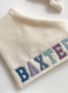REnextop ins风字母BAXTER绣花白色三角巾宠物猫泰迪围兜口水巾