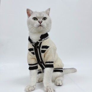 宠物衣服一件代发中小型狗狗猫咪比熊银渐层毛衣日韩风服装加厚