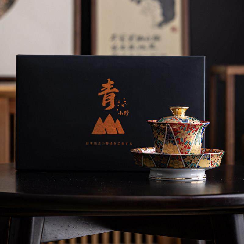 青山小野珐琅彩精工扒花轻奢茶杯盖碗宫廷风主人杯ml圆形欧式,餐饮具,玻璃杯,淘宝优惠券,粉丝福利购,淘宝优惠卷