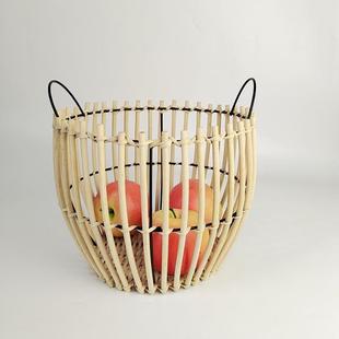 藤编篮子收纳毛巾篮脏衣篓筐子手提杂物篮子酒店民宿装饰篮子真藤