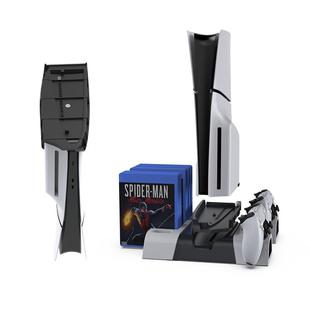PS5 Slim/PS5PRO主机带灯多功能散热底座碟片收纳架PS5手柄双座充
