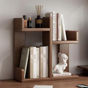 简易桌面书架家用实木小书柜多层带柜门收纳架家用桌上储物置物架