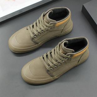 冬季棉鞋2025新款加绒二棉男鞋高帮保暖布鞋子厚底系带休闲鞋男款