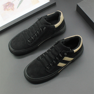 冬季棉鞋2024新款加绒二棉男鞋低帮保暖布鞋子厚底系带休闲鞋男款