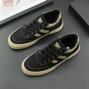 冬季棉鞋2024新款加绒二棉男鞋低帮保暖布鞋子厚底系带休闲鞋男款