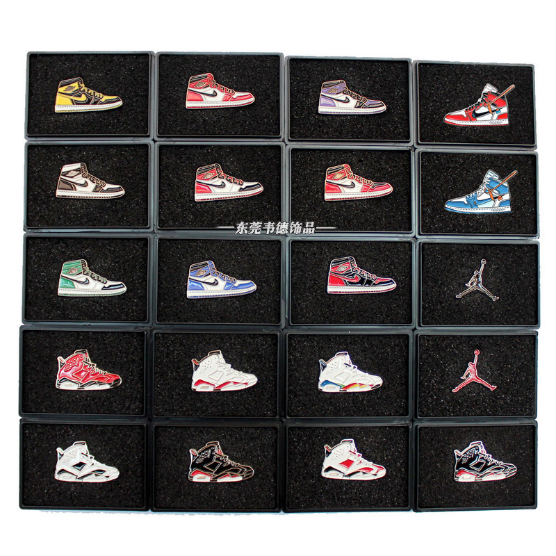 aj1球鞋衣帽胸针ow北卡蓝芝加哥联名乔丹徽章潮流金属包包装饰品