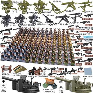 兼容乐高军事二战积木人仔八路志愿军德苏士兵战争场景重武LHAL4