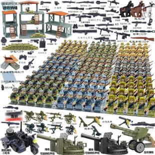 乐高军事二战积木人仔八路志愿军德苏士兵重武器哨塔拼装玩LHAL4