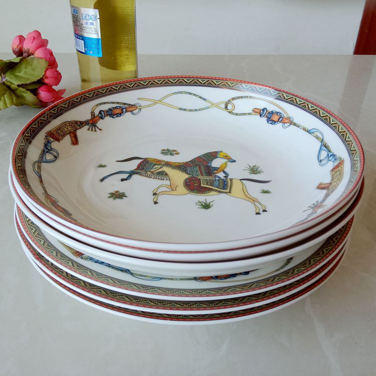 爱马8英寸骨瓷盘子饭盘子陶瓷器