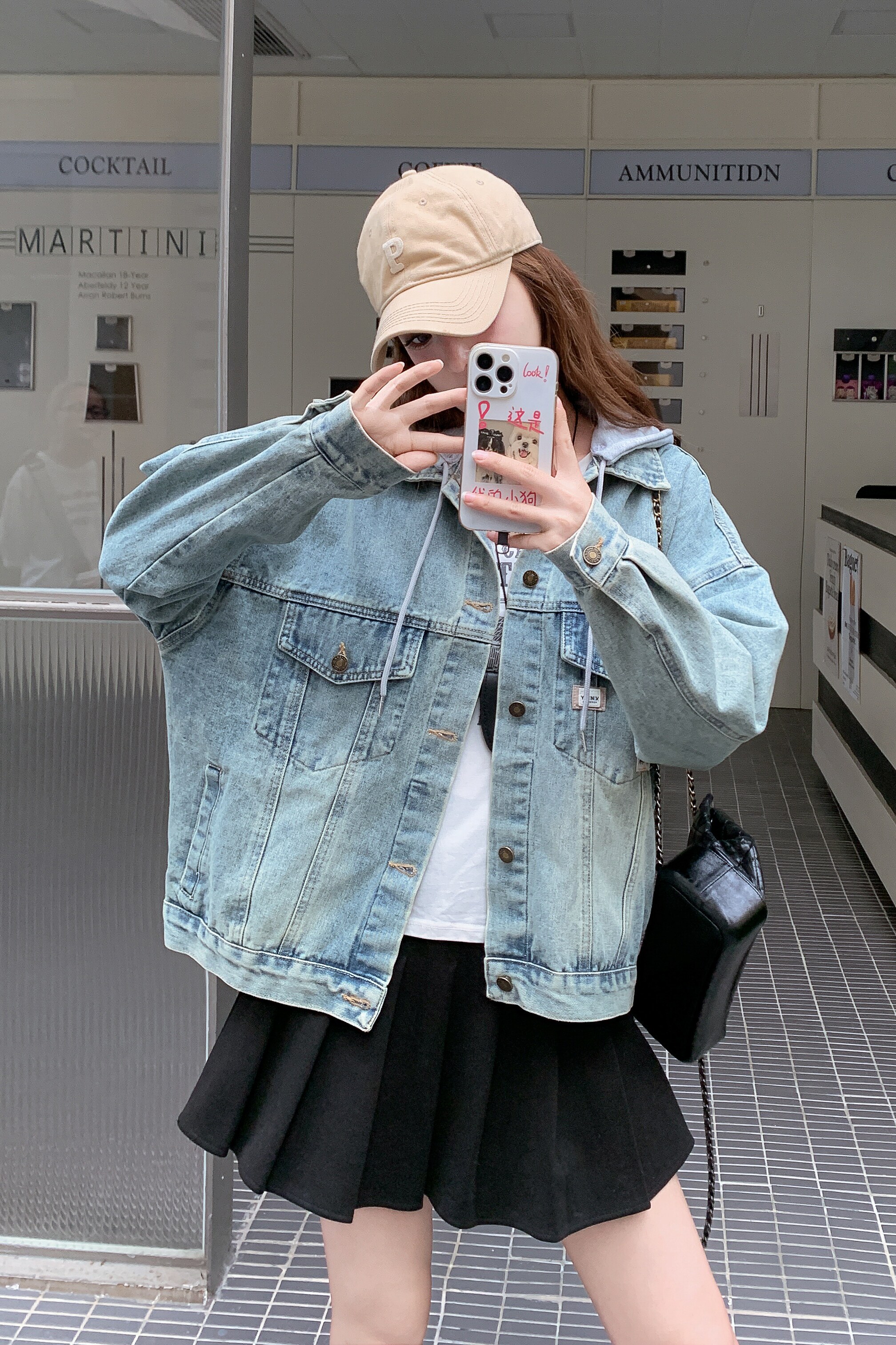 韩系设计感连帽牛仔外套女2025秋季新款宽松百搭休闲夹克上衣潮,女装短外套,2C295