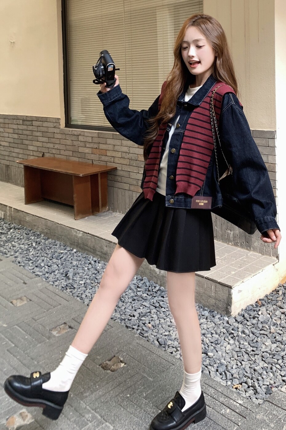 主推大货新款学院风牛仔外套+披肩两件套7781-P145-K198,女装短外套,2C295