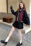 主推大货新款学院风牛仔外套+披肩两件套7781-P145-K198，女装短外套，2C295