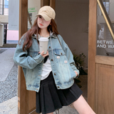 韩系设计感连帽牛仔外套女2025秋季新款宽松百搭休闲夹克上衣潮，女装短外套，2C295