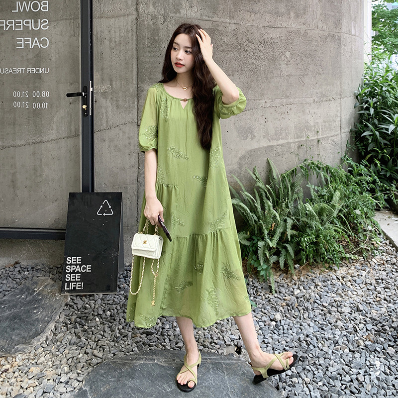 新款25夏季新款亮片刺绣宽松休闲连衣裙7759P145K208,女装连衣裙,2C295