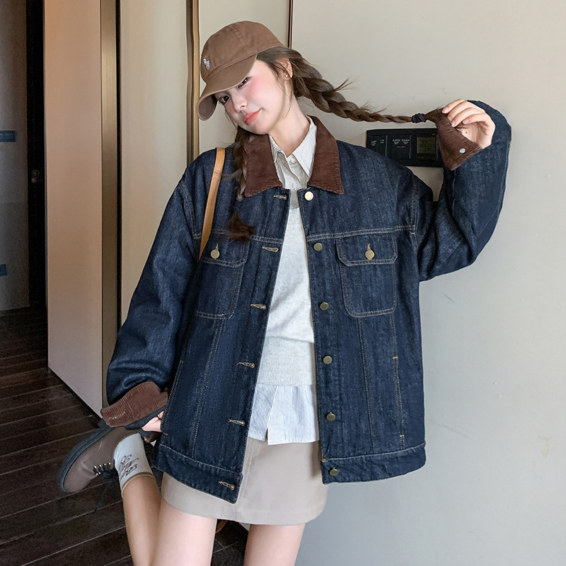 出货中新款春装新品复古拼色宽松牛仔短外套C29P145K198,女装短外套,2C295