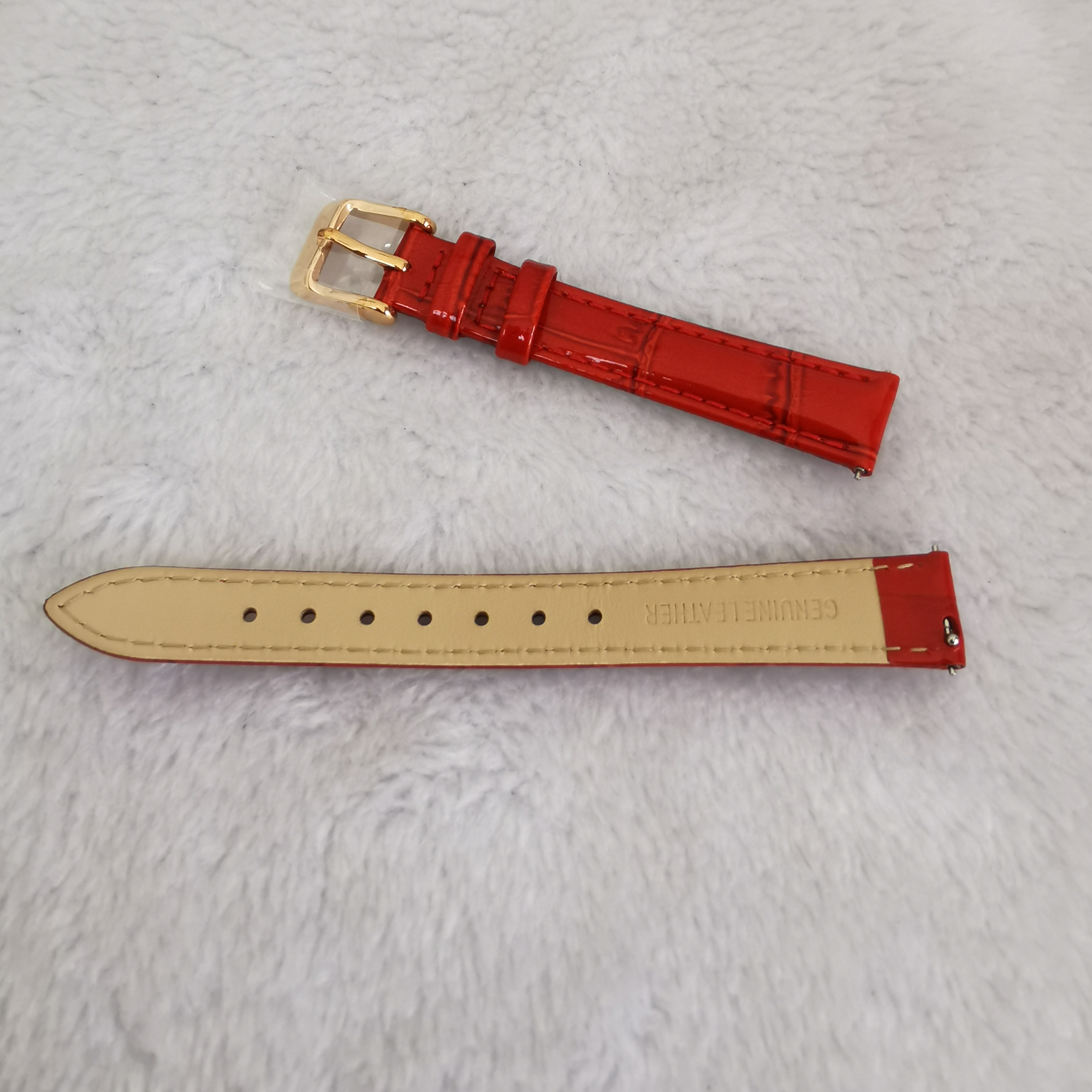 适用RARONE雷诺4毫米RBYA/罗比亚14mm红色女真皮手表带皮表带梵高