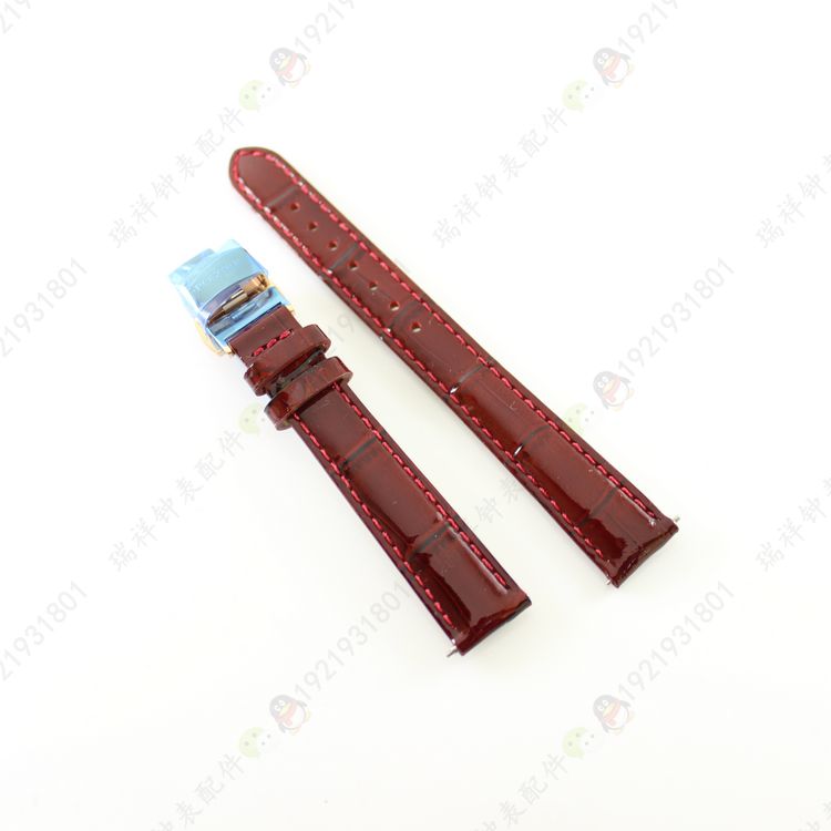 poscer宝时捷L6600红色女表带保时捷6600绿色真皮手表带皮表带