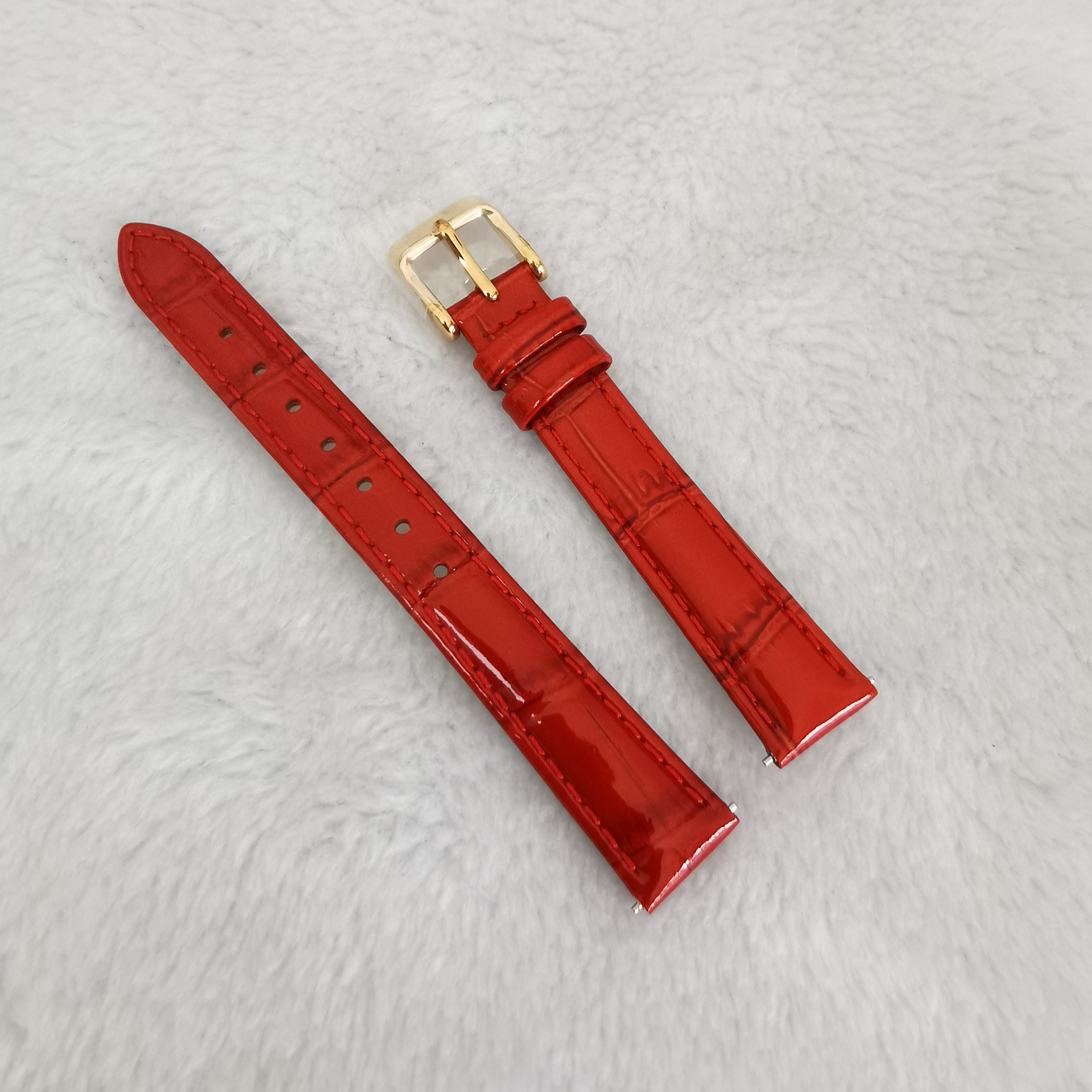 适用14毫米14mm红色女真皮手表带EXPOOL依保路依卡特EKORT表带