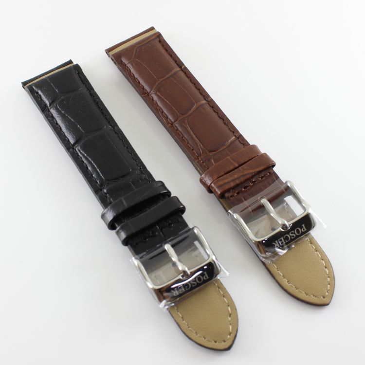 原装POSCER宝时捷品牌正品表带M-8199黑色棕色男表带8199皮手表带