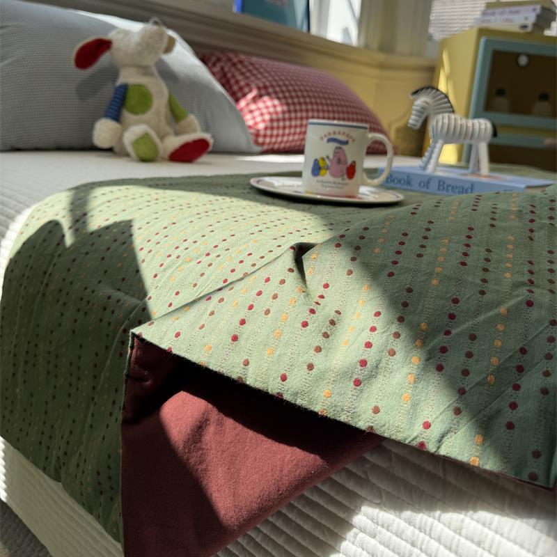 波西米亚简约水洗棉提花青浆果色织夏凉被单双人被芯空调被薄被子