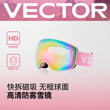 VECTOR玩可拓滑雪眼镜成人儿童滑雪装备防雾镜片可卡近视滑雪镜女