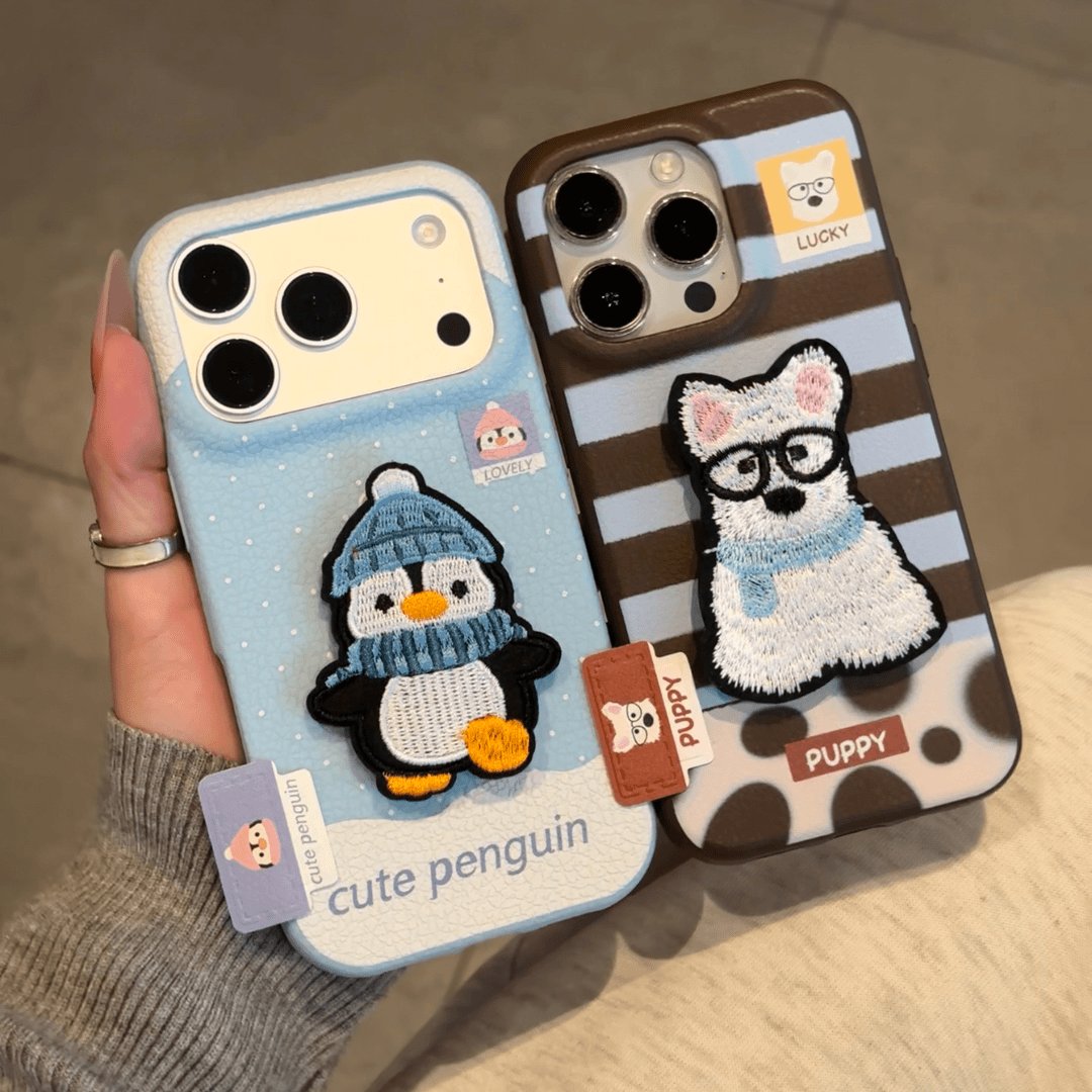 皮纹tpu秋冬少女刺绣手机壳