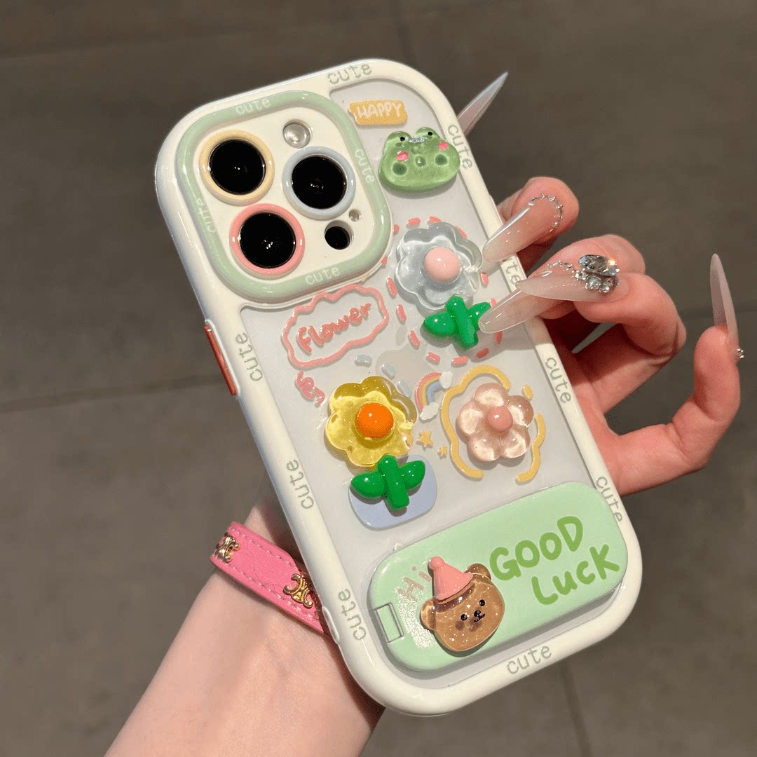 春日清新滴胶公仔适用iPhone17手机壳小米17华为荣耀可爱卡