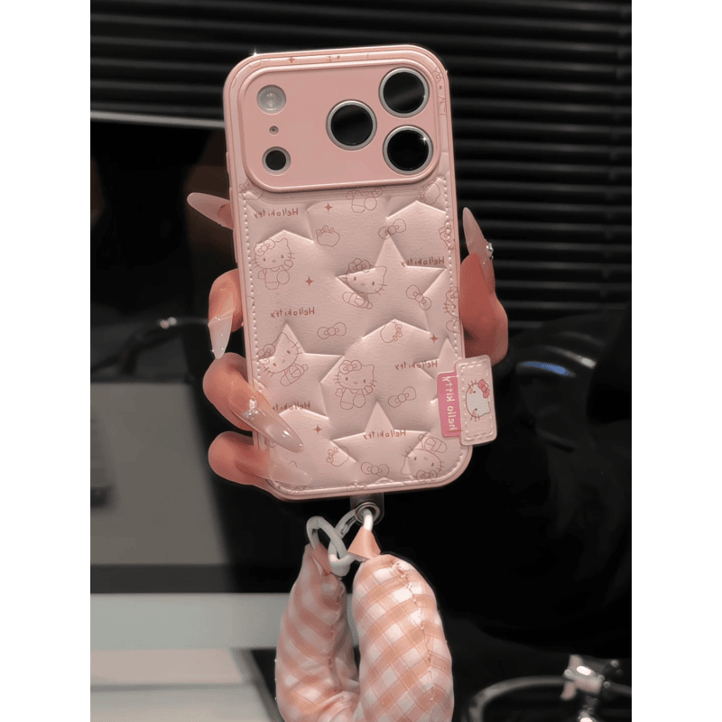 线条kt猫适用苹果17pro手机壳16pm肤感五角星鼓包ins风