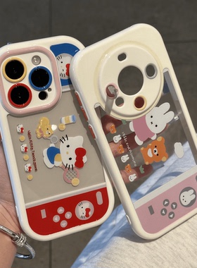 适用苹果可爱kitty米菲兔游戏机卡通动物头像16手机壳13保护壳iPhone15/14新款11iphone15全包防摔15promax