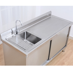 厨房304不锈钢水池柜式水槽带操作台落地一体柜洗菜盆洗碗池橱柜