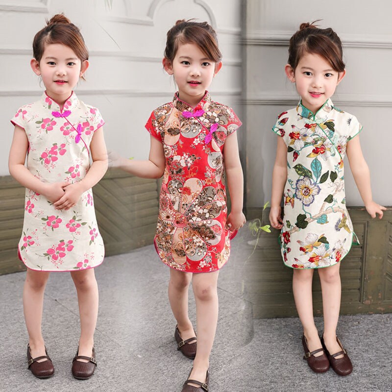 2025新款儿童旗袍夏款女童棉麻复古旗袍裙宝宝民国风连衣裙夏装衣