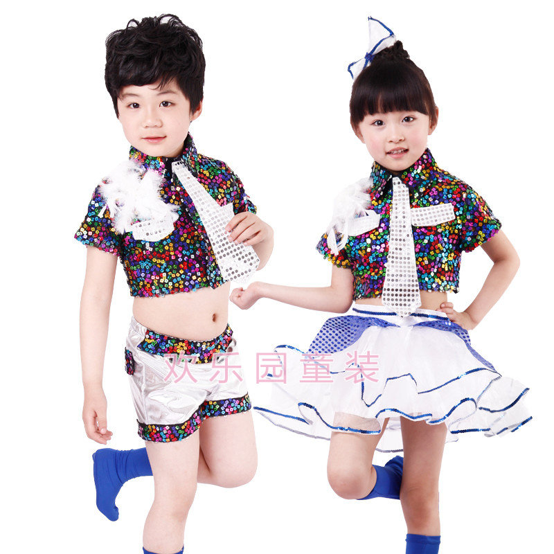 2026儿童爵士舞演出服女幼儿园现代舞蹈表演服装亮片蓬蓬裙学生服