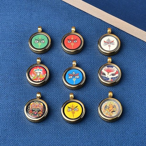 西藏小唐卡DIY钛钢外壳五路财神