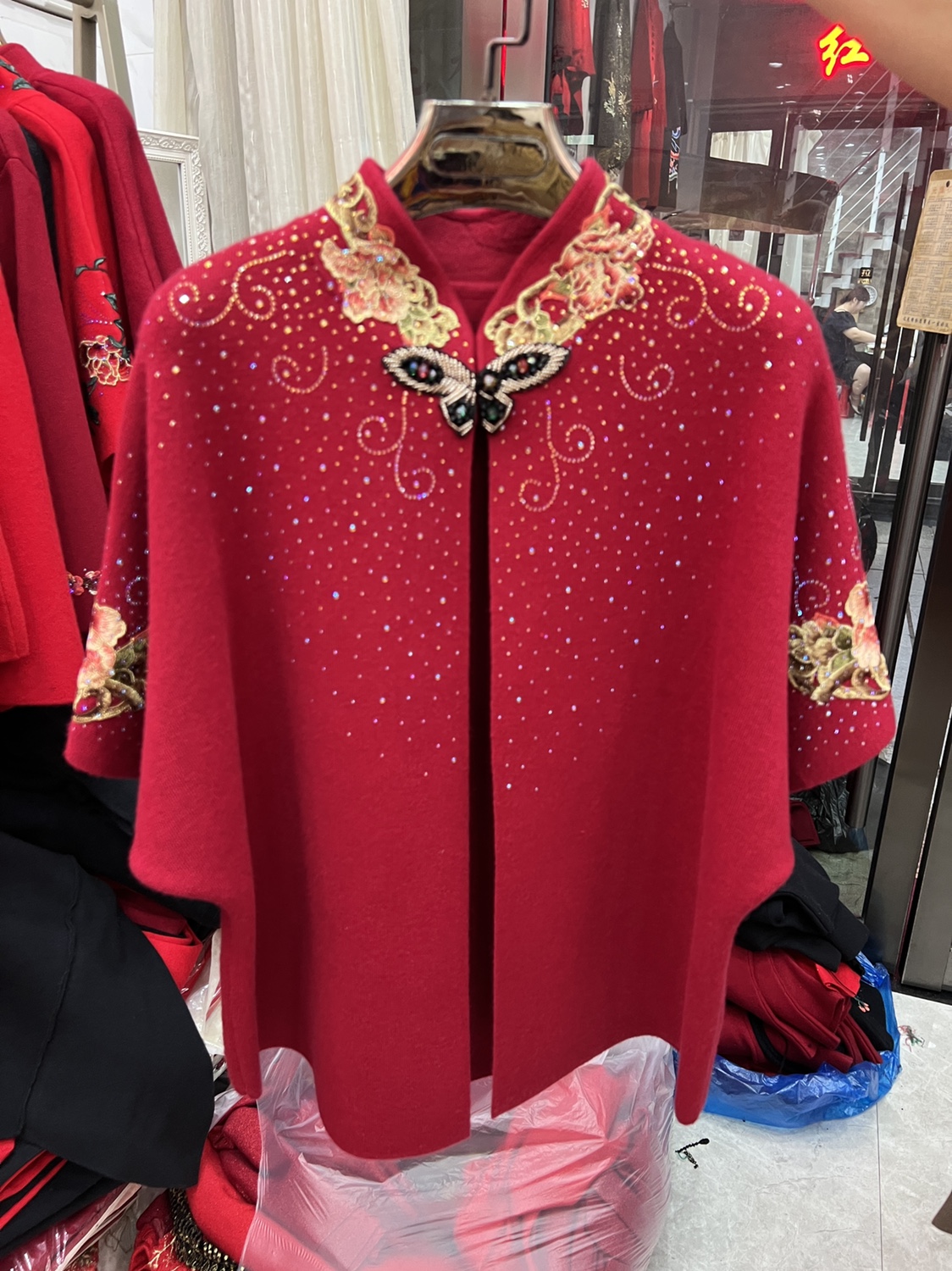 中老年风民族刺绣花妈妈外套中式衣服复古典唐装针织羊毛女春秋冬