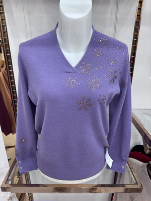 秋冬新款100纯羊毛衫女秋冬V领针织打底衫宽松中老年人妈妈装毛衣