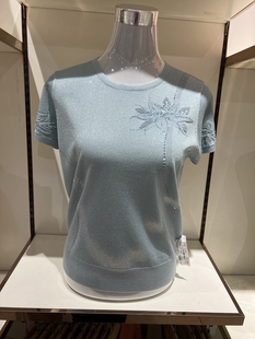 五一出游送人礼物中老年夏含桑蚕丝T恤妈妈女装上衣针织短袖小衫