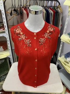 老年人女装薄款开衫针织衫绣花外套60-70岁奶奶装羊毛衫外婆衣服